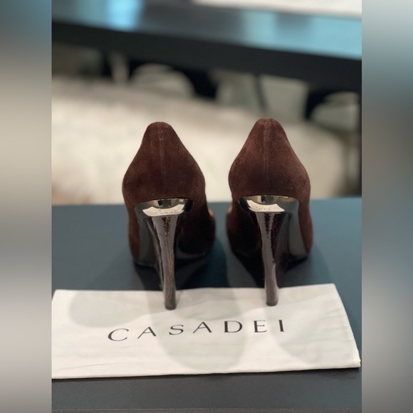 CASADEI Suede and Reptile Print Wedges - Picture 5 of 5